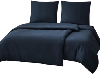Bettwäsche Set 135x200 Dunkelblau Mikrofaser Reißverschluss