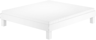 Waschweißes Doppelbett 200x200 Buche Holzbett mit wählbarem Zubehör V-60.87W-20Rollrost und Matratze inkl.