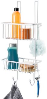 bremermann Duschregal zum Einhängen, 2 Körbe, Metall weiß, 25 x 12 x 55 cm