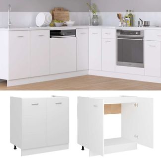 Spülenunterschrank, Küchenschrank Lyon Weiß 80x46x81,5 cm Holzwerkstoff de5686