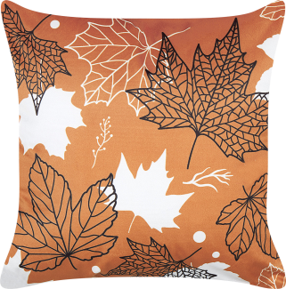 Dekokissen POINSETTIA Samtstoff 45 x 45 cm Pflanzenmuster Orange