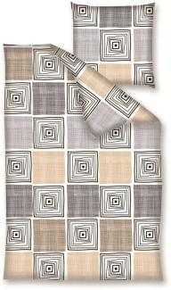 Nanette Renforcé Bettwäsche - beige grau kariert 135x200 / 80x80