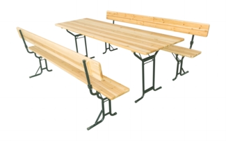 Bierzeltgarnitur mit Rückenlehne 220x70 cm natur 3-teilig