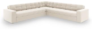 Micadoni Symmetrisches Ecksofa Justin 5-Sitzer Samtstoff Helles Beige