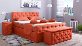 Meisterbetten Boxspringbett Babo 180x200 in WT-Terrakotta, Matratzenbezug Nano, Komfortschaum-Topper, mit Fussteil