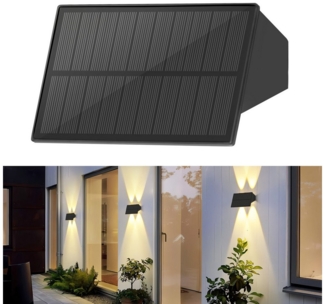 Nettlife LED Außen-Wandleuchte Solar 2ER Up Down Aussenbeleuchtung Kabellos 3000K, LED fest integriert, Warmweiß, Solar Aussenleuchte für Wand Zaun Terrasse Balkon