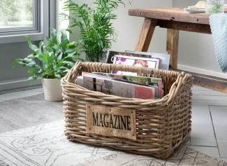 More2Home Dekokorb Zeitungskorb, MAGAZINE, Rattan grau, 46 cm breit