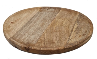 Spetebo Tablett Mango Holz Tablett massiv - Ø 38 cm, Mango Holz, (Stück, 1-tlg, Serviertablett), Deko Teller zum Präsentieren und Dekorieren