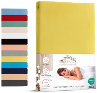 livessa Spannbettlaken Jersey Spannbettlaken 100% Baumwolle – Atmungsaktiv -Weich, Jersey, Gummizug: Rundumgummizug, In 9 Größen und vielen Farben erhältlich