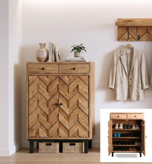 Schuhschrank 88x120cm 'Ontario' Akazie massiv