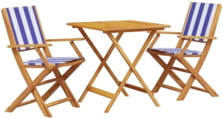 vidaXL 3-tlg. Bistro-Set Blau und Weiß Stoff und Massivholz 3281885