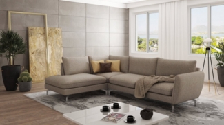 S-Style Möbel Ecksofa Benita mit Silber Metall Füßen, Ottomane links oder rechts bestellbar, mit Wellenfederung