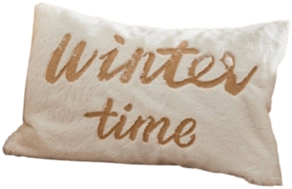 Home-trends24. de Kissenhülle Schriftzug Hülle Kissen Weiß Gold Kissenbezug 50x30 Winter
