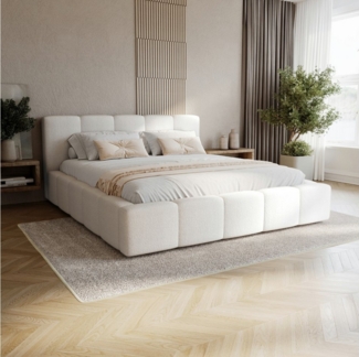 Compleo Polsterbett modern und elegant, Designerbett, Wolkenbett LARAS, mit Bettkasten und Lattenrost