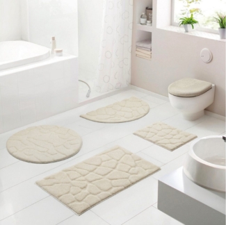 Grund Badematte Ashtar, Badvorleger, Badezimmer Teppich, 3D-Design, Höhe 20 mm, rutschhemmend beschichtet, schnell trocknend, Polyester, rechteckig, Hoch-Tief-Design mit organischer Steinoptik, Made in Europe