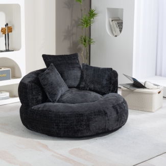 LVHOM Sitzsack Chenille Premium Sofa mit 3 extra Kopfkissen-Kuschelig & Atmungsaktiv, Memory Foam Split, B76x T73x H30cm