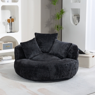 LVHOM Sitzsack 108x108x52cm Chenille Premium Sofa mit 3 extra Kopfkissen (Kuschelig & Atmungsaktiv, Einzelsitzer-Lounge, komplett komprimiert geliefert. Perfekt für Ruhe, Lesen, Gaming & Nickerchen. Ideal für Wohnzimmer, Schlafzimmer, Spielzimmer & Off...