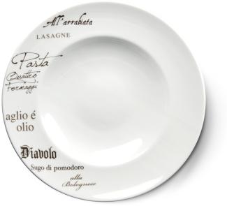 CreaTable - EUROPA GUSTOSO - Pastateller 30,5 cm aus Porzellan mit Schriftdekor