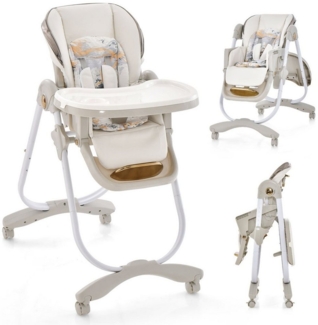 COSTWAY Hochstuhl Babystuhl (1 St), klappbar, höhenverstellbar, mit Liegefunktion & Rädern
