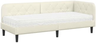 vidaXL Eckbettgestell mit Matratze mit Kopfteil Creme 80 x 200 cm Samt 3394141