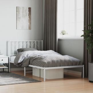 vidaXL Bettgestell mit Kopfteil Metall Weiß 107x203 cm 374482