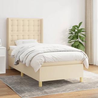 vidaXL Boxspringbett mit Matratze Creme 90x200 cm Stoff, Härtegrad: H2 [3132286]