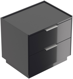 Design Nachttisch Kommode Artem 60cm B, 2 Softeinzüge lackiert Grafit Hgl : Grafit hochglanz