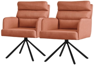ML-DESIGN Polsterstuhl Esszimmerstühle mit Rücken- & Armlehne moderne Design Küchenstühle (2 St), Armlehnstuhl Orange aus Polyester 180° Drehbar ergonomische Sessel