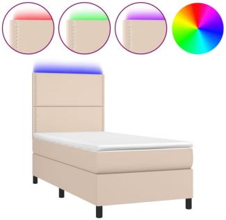 vidaXL Polsterbett mit Matratze & LED Cappuccino-Braun 80x200cm [3135854]