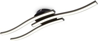 B.K.Licht Deckenleuchte moderne LED Deckenlampe 3-flammig wellenförmig 56x12 cm Wohnzimmer Flur, LED fest integriert, 3000K - Warmweiß, 3000K 230V LED Lampe 18W 1440lm Schafzimmer Flur schwarz BKL1432