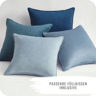 Interior by Hakito Dekokissen 4er Set Kissenbezüge inklusive Füllkissen Set Sami Samt weich, Kissenhülle mit Füllung