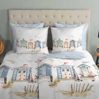 TRAUMSCHLAF Bettwäsche Strandhäuser, Renforce, 2 teilig, maritimes Design aus 100% Baumwolle