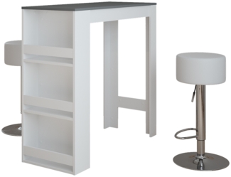 Vicco Bartisch-Set Weiß/Anthrazit 45 x 110 cm mit 2 Barhockern, Repose