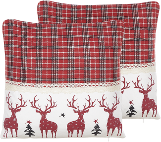 Kissen 2er Set ROBBIE 45 x 45 cm Tiermuster Rot