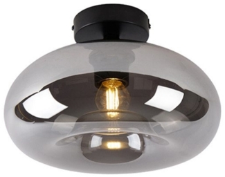 Qazqa Deckenleuchte Busa, ohne Leuchtmittel, E27, Schwarz, Art Deco, Glas, 1-flammig