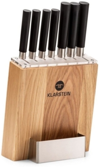 Klarstein Messerblock mit Messer, 7-Teiliges Messer-Set mit Block, 7 Küchenmesser & Holz-Messerblock, Scharfes Stahl-Messerset, Kratzfest, Japanisch Inspiriertes Messerset mit Block für Profiköche