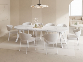 WFL GROUP Esstisch Twixy (erhältlich in 2 Größen – Durchmesser 100 cm, ausziehbar auf 250/300 cm), XXL groß extra lang Ausziehtisch für 5-16 oder 5-14 Personen