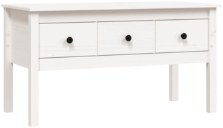 Couchtisch, Sofatisch Weiß 102x49x55 cm Massivholz Kiefer