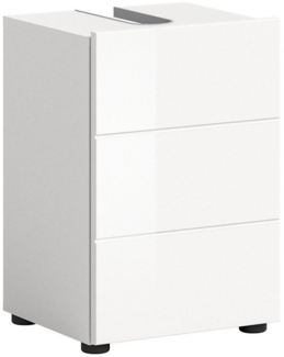 Newroom Waschbeckenunterschrank Oramo Waschbeckenunterschrank Weiß Hochglanz Waschtischunterschrank Badu...