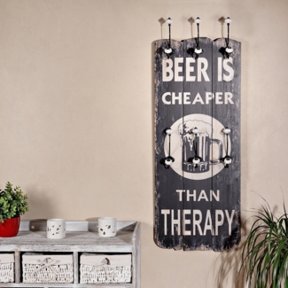 Wandgarderobe 100x40cm Beer Is Cheaper 6 Kleiderhaken Flurpaneel Holz Dekoration