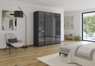 Drehtürenschrank >Monostar< in Glas basalt / grau metallic - 181x210x54 (BxHxT)