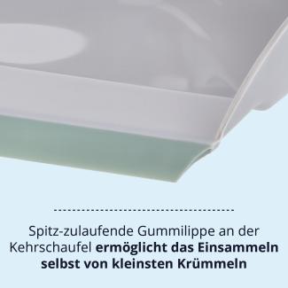 KHG Kehrgarnitur Grau-Grün, Kehrschaufel mit spitz-zulaufende Gummilippe, Handfeger mit dichten Borsten, ergonomischer & rutschfester Griff, Druckstelle zum Einsetzen, handliche Größe