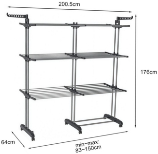 GLIESE Wäscheständer zweireihige Auszieh Turm mit Rädern Wäschetrockner für Innen & Außen, Zweireihige, 3 Etagen