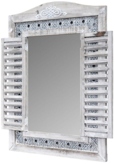 Levandeo® Wandspiegel, Wandspiegel Spiegel Fenster H73cm Holz Grau Shabby Chic Vintage