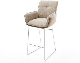 Barstuhl Nela-Flex Materialmix Schlamm Kufengestell Edelstahl Taschenfederkern