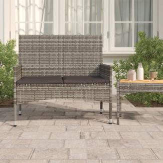 vidaXL Gartenbank 2-Sitzer mit Kissen Grau Poly Rattan 319489