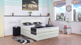 Meisterbetten Boxspringbett Fabi 160x200 in KL-White, Matratzenbezug Nano, Ergoflex-Topper