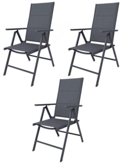 ONDIS24 Gartenstuhl Hochlehner Aluminium Klappsessel Bellami Deluxe Gartensessel (3 St), UV-beständig