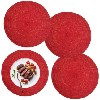 Coonoor Platzset 4er Set runde Platzdeckchen, waschbar, hitzebeständig, geflochten, (4-St), im Boho-Stil, ideal für Esstisch, Küche, Hochzeit, Party und Hotel