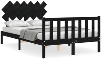 vidaXL Massivholzbett mit Kopfteil Schwarz 3193445
